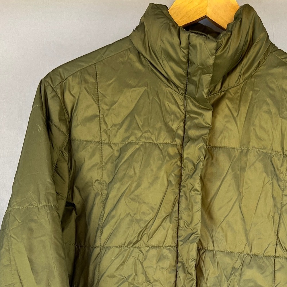 Madewell Quilted Puffer Jacket Olive Green Stand Collar Lightweight Coat Womens‎